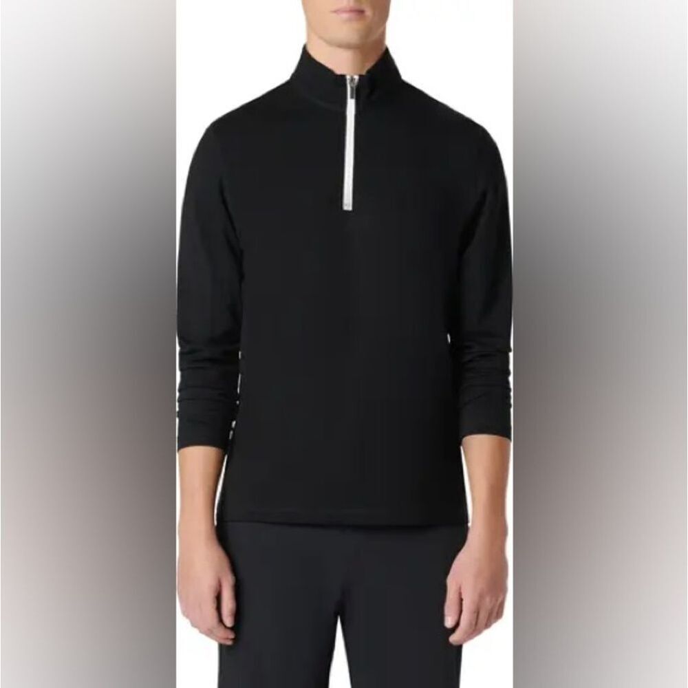 Bugatchi Black Quarter Zip Pullover Sz Lg NWT